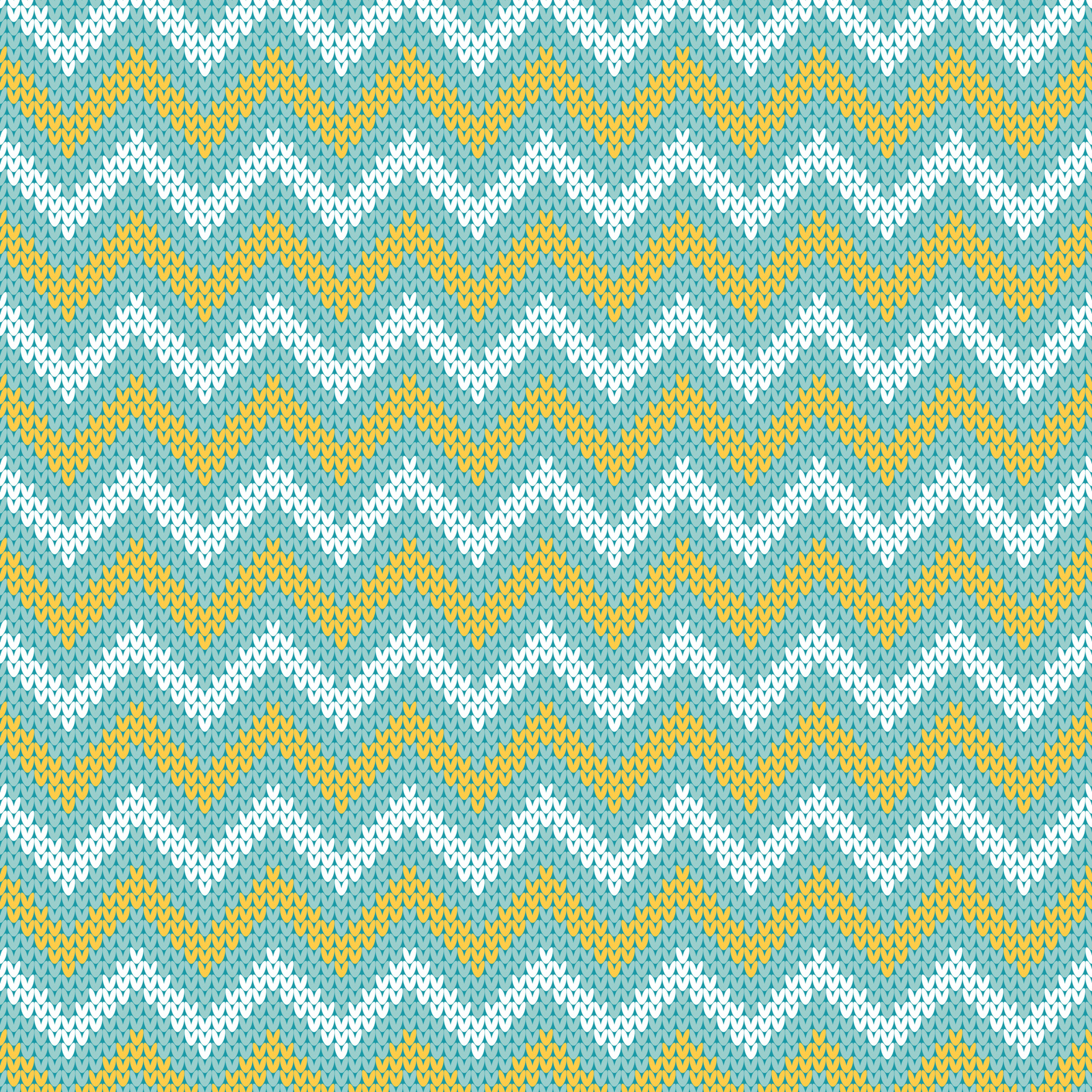 Pastel blue, yellow and white knitted sweater chevron stripes seamless pattern. Classic winter pattern with white and yellow stripes on blue background. Knitted texture zig zag backdrop.